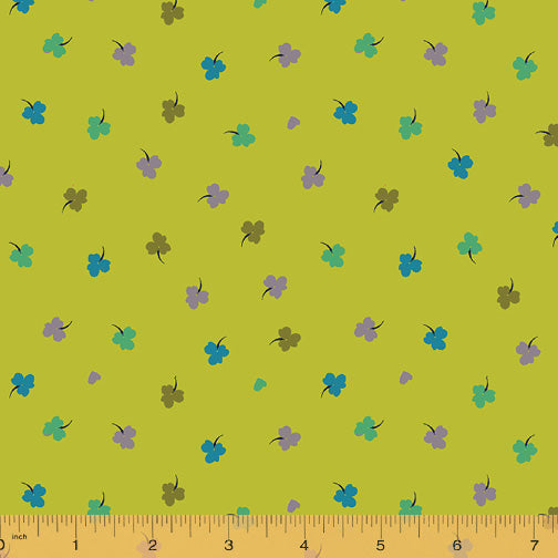 Solstice, Clover - Lime by Sally Kelly, per half-yard