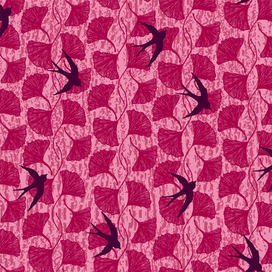 *Closeout Sale* Norma Rose, Songbirds in Pink by Natalie Barnes, per half-yard
