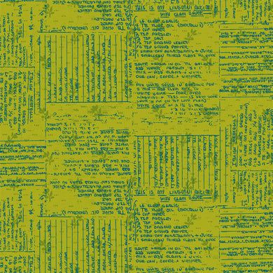 *Closeout Sale* Norma Rose, Recipe Cards in Acid Green by Natalie Barnes, per half-yard