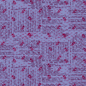 Norma Rose, Recipe Cards in Lavender by Natalie Barnes, per half-yard