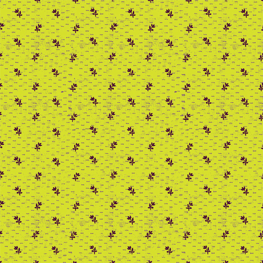 Norma Rose, Seedlings - Lime by Natalie Barnes, per half-yard