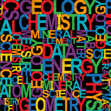 It's Elementary, Word Science in Black, Windham Fabrics, per half yard
