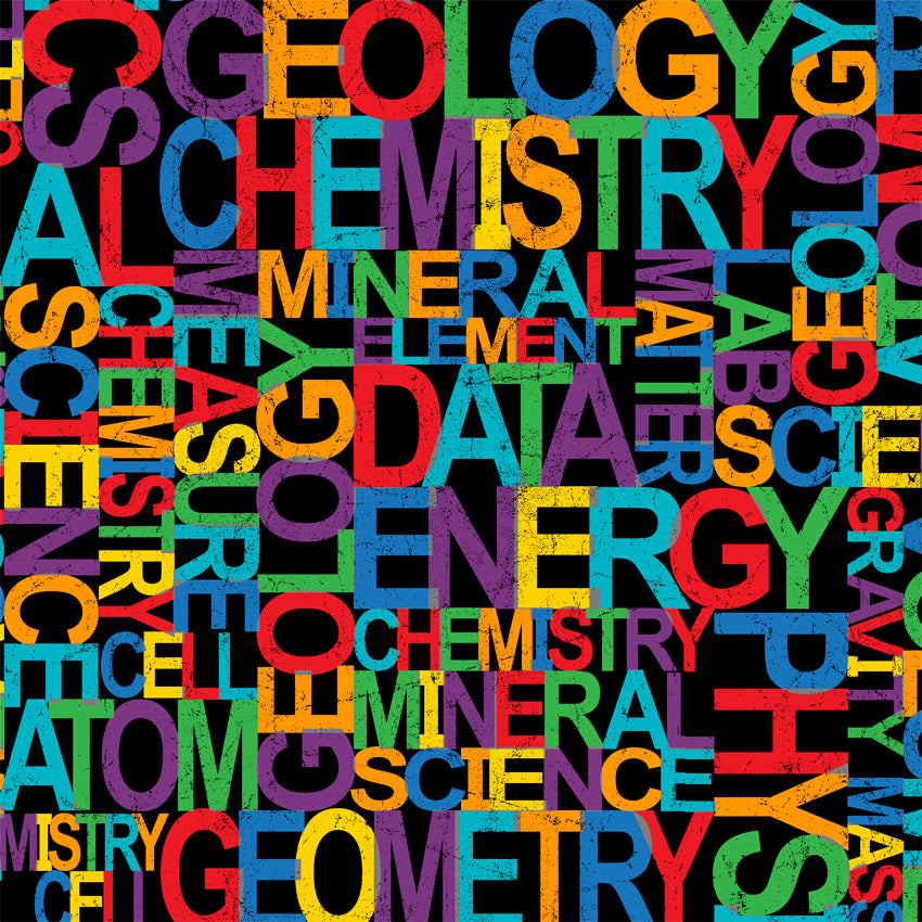 *Closeout Sale* It's Elementary, Word Science in Black, Windham Fabrics, per half yard