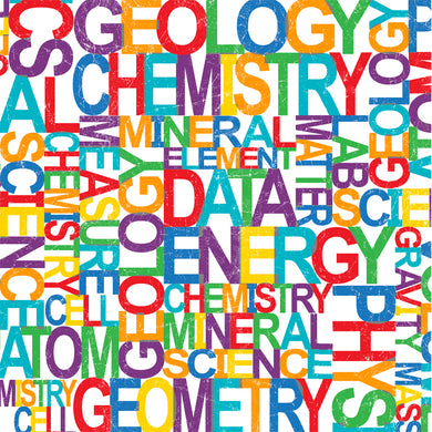 It's Elementary, Word Science in White, Windham Fabrics, per half yard