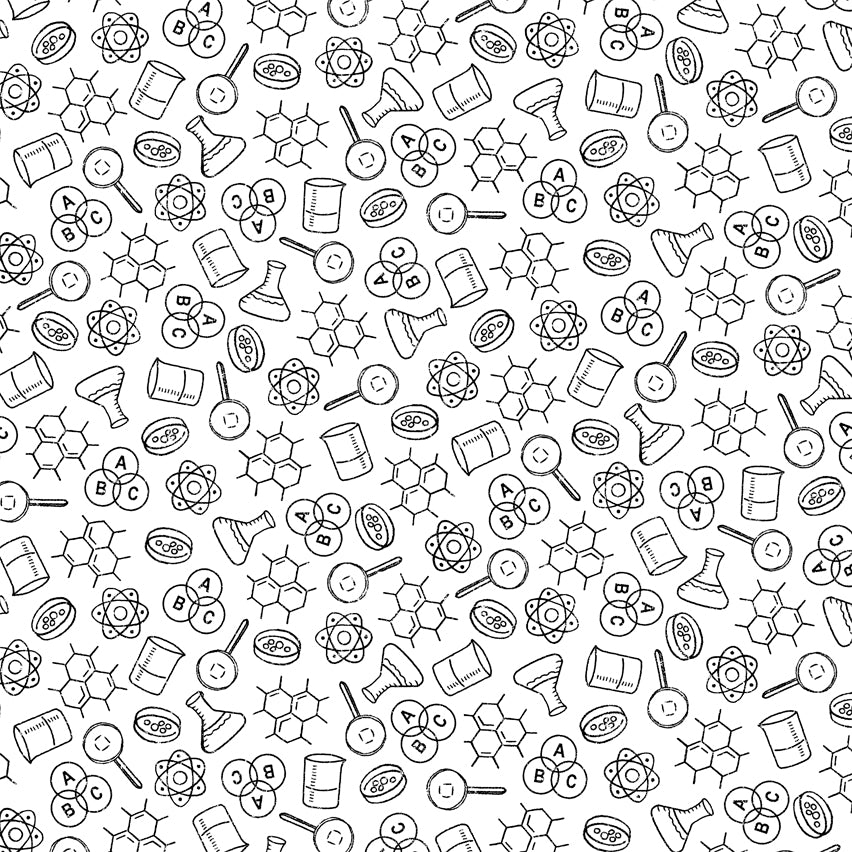 It's Elementary, Chem Lab in White, Windham Fabrics, per half yard