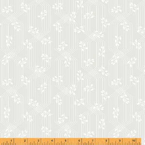 Crystal, Lattice Leaves in White on White by Whistler Studios for Windham Fabrics, per half-yard