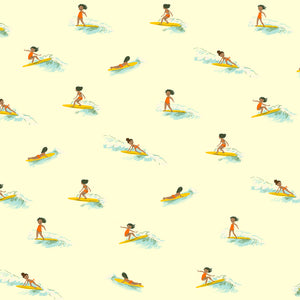 Malibu, Tiny Surfers in Cream, Windham Fabrics, per half-yard