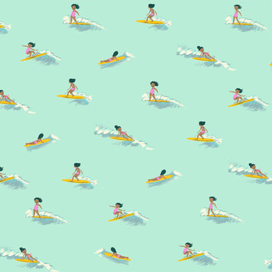 Malibu, Tiny Surfers in Sea Foam, Windham Fabrics, per half-yard