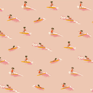 Malibu, Tiny Surfers in Peach, Windham Fabrics, per half-yard