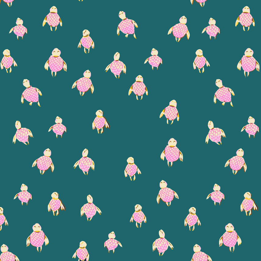 Malibu, Sea Turtles Lawn in Dark Teal, Windham Fabrics, per half-yard