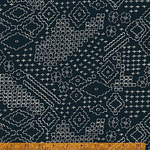 Load image into Gallery viewer, Indigo Stitches, Sashiko Sampler in Indigo by Whistler Studios for Windham Fabrics, per half-yard