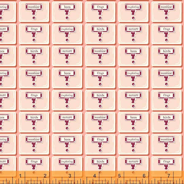 Summer School, Card catalog in Peach, per half-yard