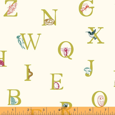 Summer School, Alphabet in Ivory, per half-yard