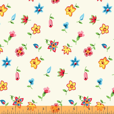 Five and Ten by Denyse Schmidt, Floral Toss in Ivory, per half-yard