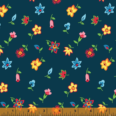 Five and Ten by Denyse Schmidt, Floral Toss in Navy, per half-yard