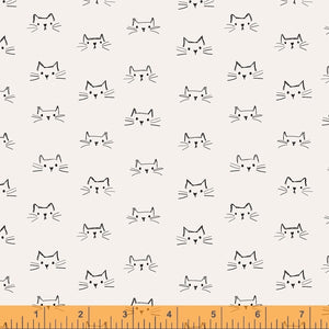 *Closeout Sale* Mod Cats, Cat Faces in Ivory, 16" (LAST PIECE)