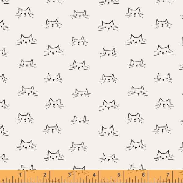 *Closeout Sale* Mod Cats, Cat Faces in Ivory, 16
