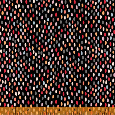 Mod Cats, Mod Dots in Soft Black, per half-yard