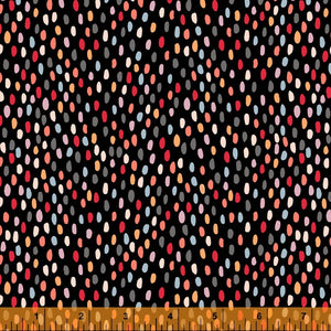 Mod Cats, Mod Dots in Soft Black, per half-yard