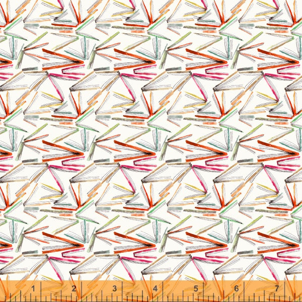 Read, Open books in Ivory, per half-yard