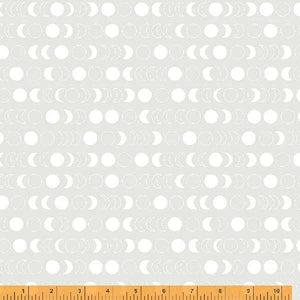 Crystal, Moon Phases in White on White by Whistler Studios for Windham Fabrics, per half-yard