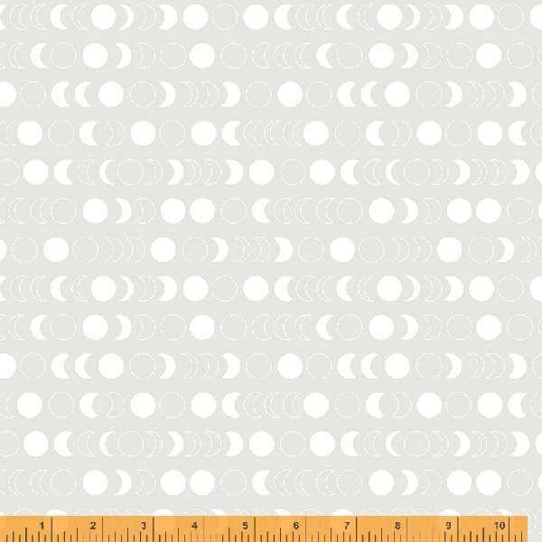 Crystal, Moon Phases in White on White by Whistler Studios for Windham Fabrics, per half-yard