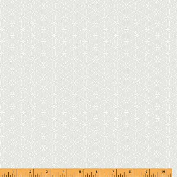 Crystal, Flower Of Life in White on White by Whistler Studios for Windham Fabrics, per half-yard