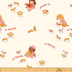 Far Far Away 3, Play Horses in Cream, by Heather Ross for Windham Fabrics, per half-yard