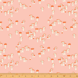 Far Far Away 3, Mushrooms in Pink, by Heather Ross for Windham Fabrics, per half-yard