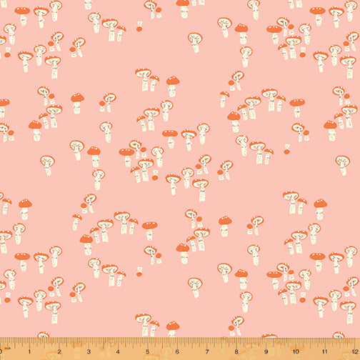 Far Far Away 3, Mushrooms in Pink, by Heather Ross for Windham Fabrics, per half-yard