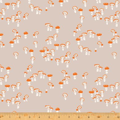 Far Far Away 3, Mushrooms in Grey, by Heather Ross for Windham Fabrics, per half-yard