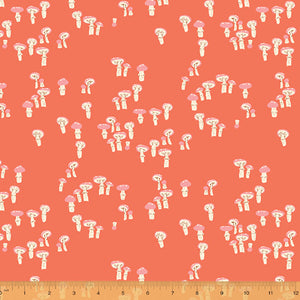 Far Far Away 3, Mushrooms in Red orange, by Heather Ross for Windham Fabrics, per half-yard