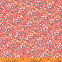 Load image into Gallery viewer, Farm Meadow, Tiny Florals in Red, per half-yard