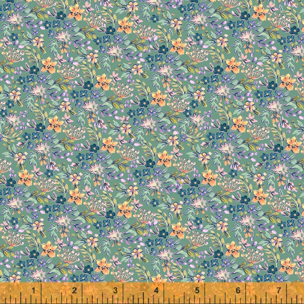 *Closeout Sale* Farm Meadow, Tiny Florals in Mint, per half-yard