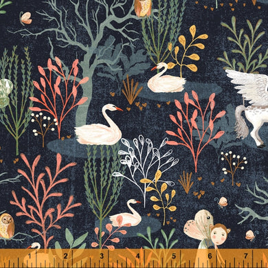 Forest Fairies, Fairy Forest in Midnight, per half-yard