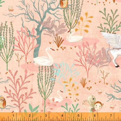 Forest Fairies, Fairy Forest in Peach, per half-yard