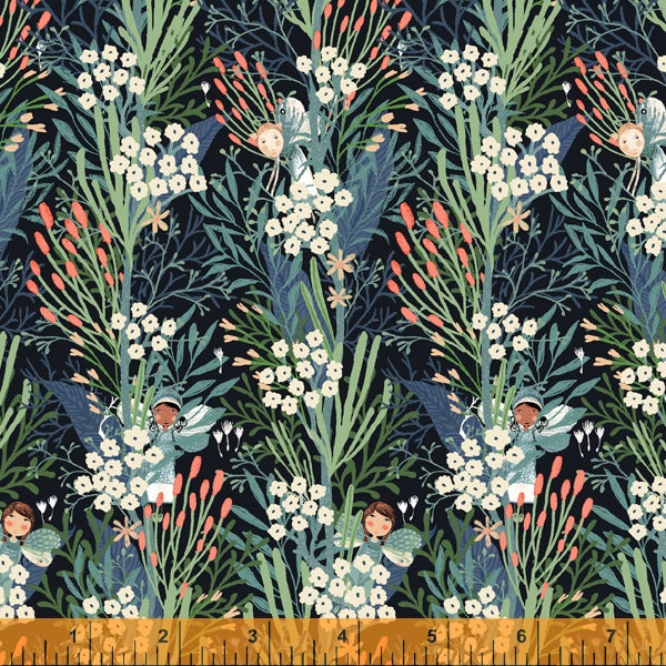 Forest Fairies, Wanderlust in Midnight, per half-yard