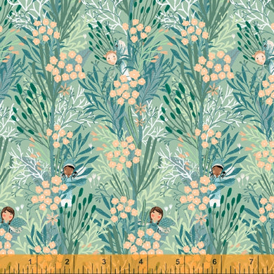 Forest Fairies, Wanderlust in Sage, per half-yard