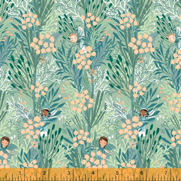 Forest Fairies, Wanderlust in Sage, per half-yard
