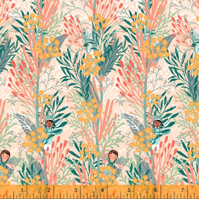 Forest Fairies, Wanderlust in Peach, per half-yard