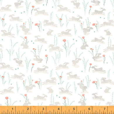 Forest Fairies, Hares in White, per half-yard