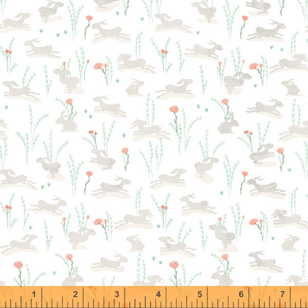 Forest Fairies, Hares in White, per half-yard