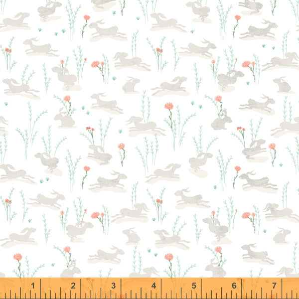 Forest Fairies, Hares in White, per half-yard