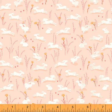 Forest Fairies, Hares in Peach, per half-yard