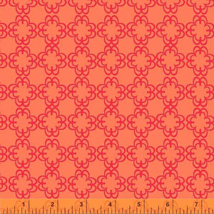 Darling by Denyse Schmidt, Floral Grid in Orange, per half-yard