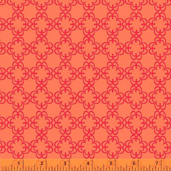 Darling by Denyse Schmidt, Floral Grid in Orange, per half-yard