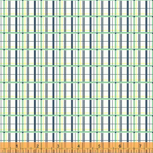 Darling by Denyse Schmidt, Sparse Plaid in Light Green, per half-yard
