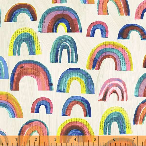 Happy by Carrie Bloomston, Paper Rainbows in Paper, per half-yard