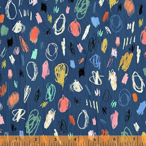 Happy by Carrie Bloomston, Artist in Indigo, per half-yard