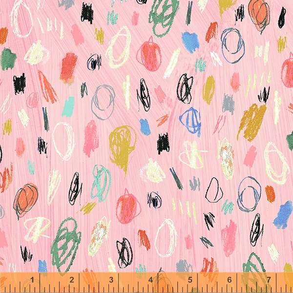 Happy by Carrie Bloomston, Artist in Pink, per half-yard
